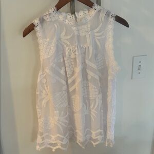 Maeve by Anthropologie Elegant White Lace Sleeveless Top